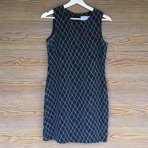 Vintage Black White Shift Dress Diamond Pattern 2
